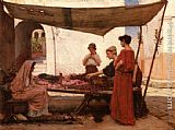 John William Waterhouse Famous Paintings - A Grecian Flower Market